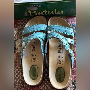 Betula Women's Turquoise Studded Leather Sandals
